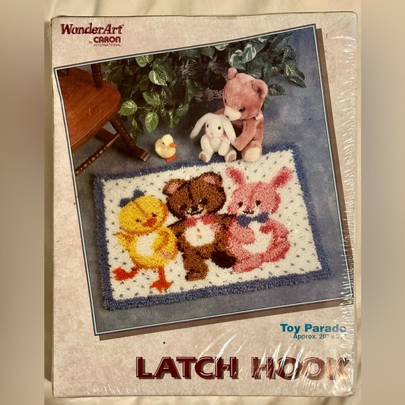 Vintage 20” x 22” Wonderart Latch Hook Rug Craft Kit Complete with/ Canvas Yarn - Picture 1 of 7